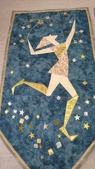 Handmade Patchwork Quilt Tapestry Dancing Couple Starry Sky Japan One of a Kind