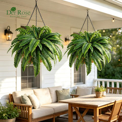 2 Pack 45″/60 Leaves Large Fake Ferns, UV Resistant Outdoor Artificial Plants Fa