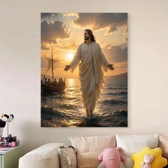 Jesus Christ Walking On Water Canvas Art Religious Wall Decor Custom Photo Gift