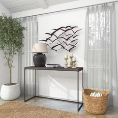 47 In. X 26 In. Metal Black Sleek Flying Flock of Bird Wall Decor