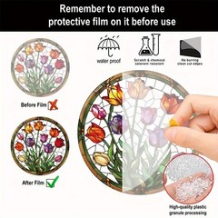 Colorful Tulip Acrylic Suncatcher Home Living Room Round Window Hanging Decor