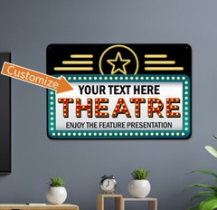 Custom Name Theater Sign Home Movie Theater Marquee Decor Cinema 108122002114