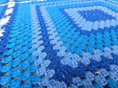 Handmade Crochet Afghan Throw Blanket Blue Monochrome 59 X 59 4 Square