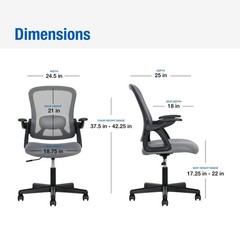 Mainstays Ergonomic Mesh Back Office Chair with Flip Up Arms for Adults, Black