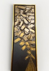 Vintage MCM Brutalist Abstract Textured Wall Art Gold Bronze Panel 41×9