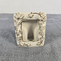 Vintage Miniature Ceramic Rose Picture Frame Gold Gilt Floral Small 3.5×3