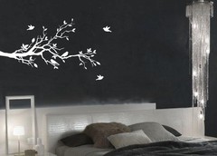 Tree Branches Wall Decal Love Birds Vinyl Sticker Nursery Leaves 56″ W X 28″ H
