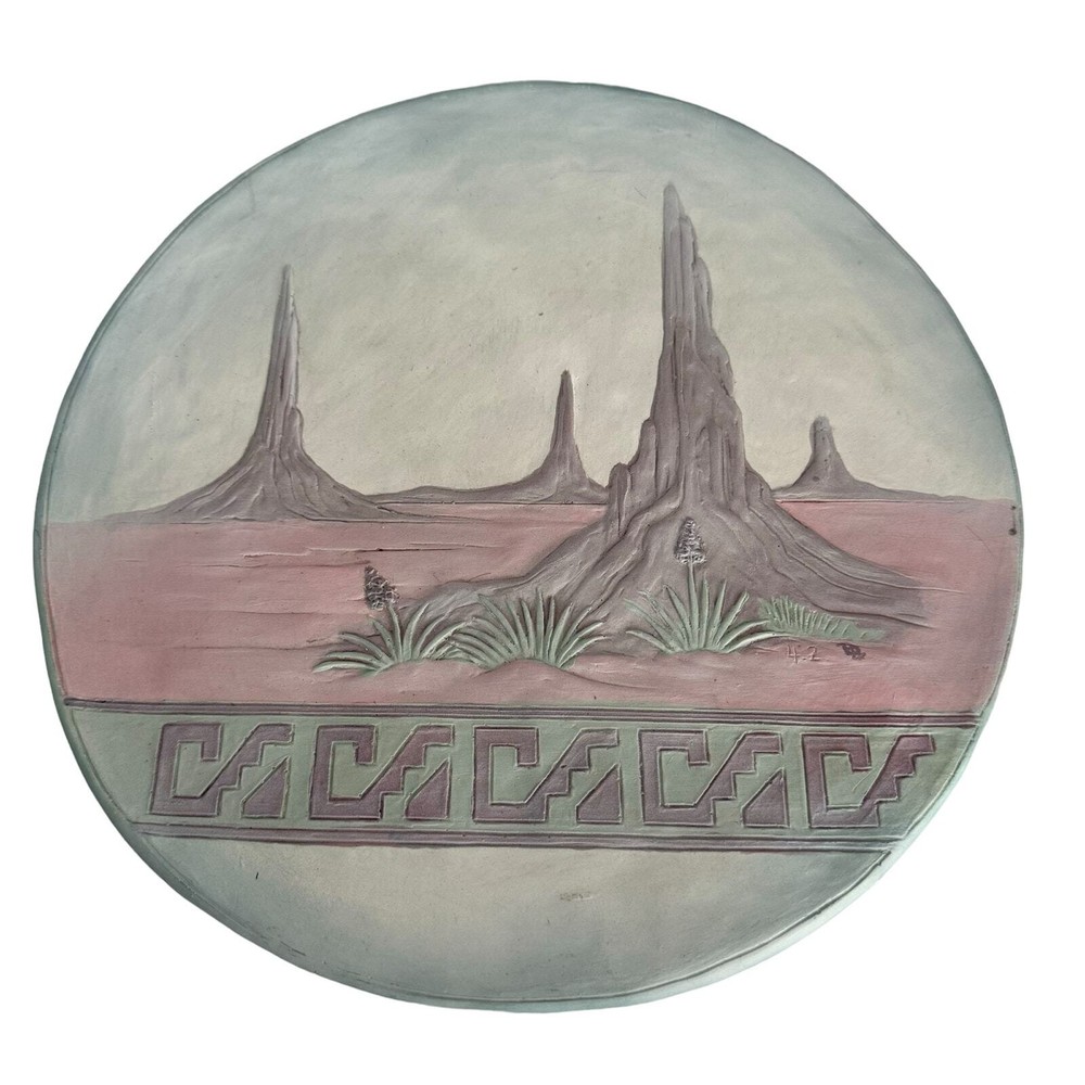 Vintage Southwestern Pastel Round Wall Hanging Home Decor Pink Purple Green