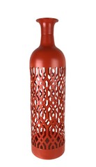 Punched Metal Vintage Art Vase Orange Metal Retro 70’s Mid Century 24.5″ Tall