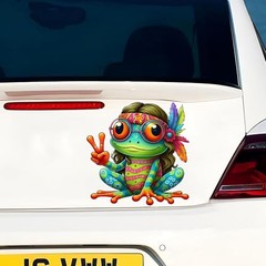 2 PCS Colorful Peace Frog Vinyl Decals – Waterproof Removable Stickers for