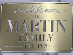 Engraved Personalized Custom Family Name House Home Gold Metal Sign Plaque 24×14
