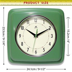 Square Silent Retro Wall Clock 9-Inch Mid Century Modern Kitchen Clock with …