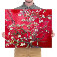 Red Almond Blossom Tree Canvas Print Van Gogh Painting Repro Wall Art Home Decor