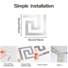 72Pcs Mirror Border Stickers Wall Decor Stickers Removable Peel and Stick Bac…