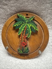 Vintage Daytona Beach Florida Key Holder Flamingo Measuring 4.4” Across Souvenir