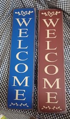 Welcome star vertical Rustic Primitive Farmhouse sign Handcrafted customizable