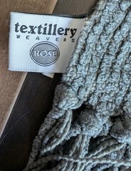 Textillery Weavers throw blanket textured chenille fringe Rose green gray 42×83