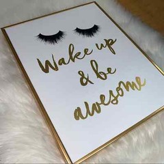Colleen Karis Designs Wake Up & Be Awesome Canvas Glitter Printed Wall Art 16×20