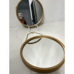 Round Wall Mirror Gold Frame Resin/Plastic 10″1 Mirror