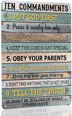 The Ten Commandments Metal Tin Sign 10 Commandments Wall Art Decor Ten Commandme