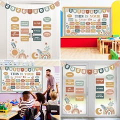 Classroom Bulletin Board Set Boho Motivational This is Your Year Decoration R…