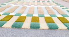 Hoxton Hand-Tufted Wool Rugs Modern Geometric Design Checkered Pattern Carpets