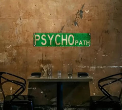 NEW 4×12 Flat 2D Funny Clever Distressed «PSYCHO PATH» Wooden Street Sign.