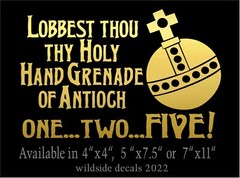 Funny Monty Python Quote Decal Holy Hand Grenade window vinyl sticker