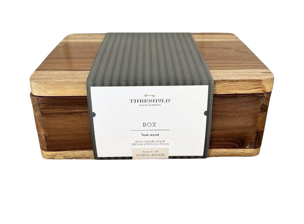 *NEW* 8″L x 6″W x 3″H Teak Wood Box Natural – Threshold – Studio McGee