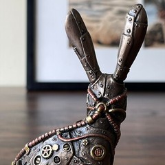 Custom Made Steampunk Jack Rabbit Asymmetrical Sculpture Figurine Statue Décor