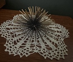 MCM Gold & Black Metal Spike Atomic Starburst Sea Urchin 6″ & 5″ Wall Hanging
