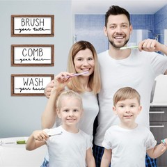 Rustic Bathroom Sign Set – Wash Brush Comb