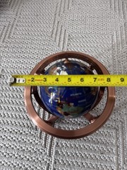 Semi-Precious Gemstone Globe 9” In Copper Tone Stand with Compass