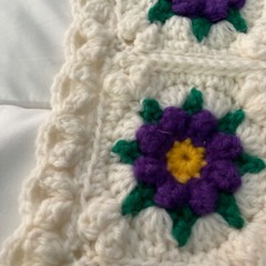 Alpaca/Merino Wool Queen Afghan Coverlet Granny Square 70 X 46 Hand Crochet