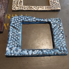 DOM Handmade Ceramic Picture Frames Textured Glazed Brown Blue Cream Brutalist