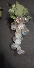 Iridescent Clear Plastic Grape Cluster Picks Set Of 3 Beaded Ornament Decor