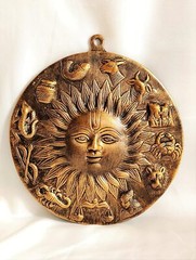 Handmade Antique Style Metal Navgrah Sun Wall Showpiece