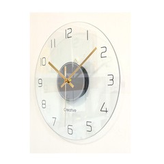 30cm Round Wall Clock Round Tempered Glass Clear Wall Clock Ultra Thin Design