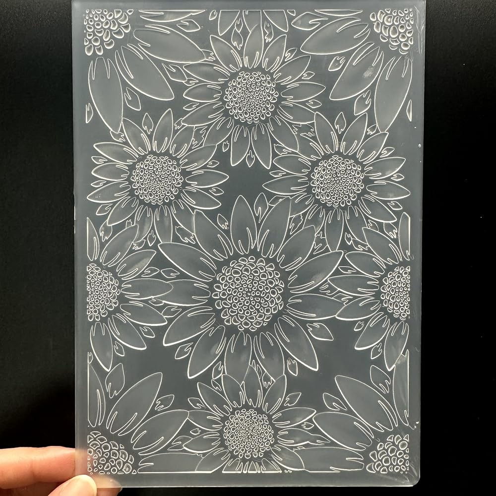 3D Plastic Embossing Folder Template Stereoscopic Sunflower Texture 5×7 white