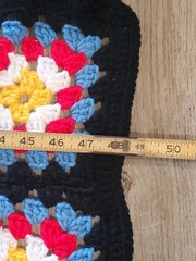 Handmade Granny Square Afghan Throw Blanket Black Trim 48″x56” Vintage