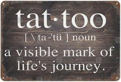 Tin Metal Sign Art Wall Decor Wood Grain Tattoo Shop Tattoo 8×12