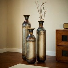 Glazed metal vase decoration home droplet shaped white metal vase 3-piece set
