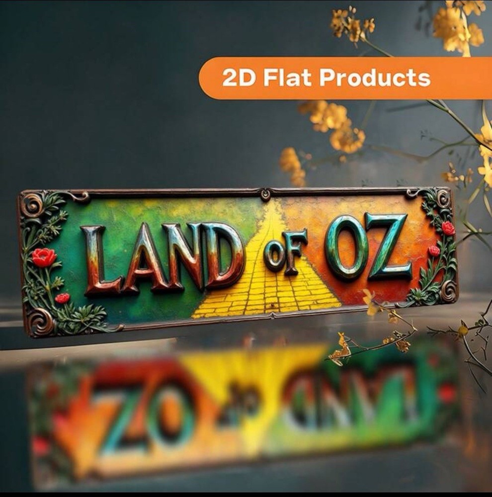 New 16 x 4 LAND OF OZ Metal Sign WIZARD OF OZ Yellow Brick Road TIN Wall Hanging
