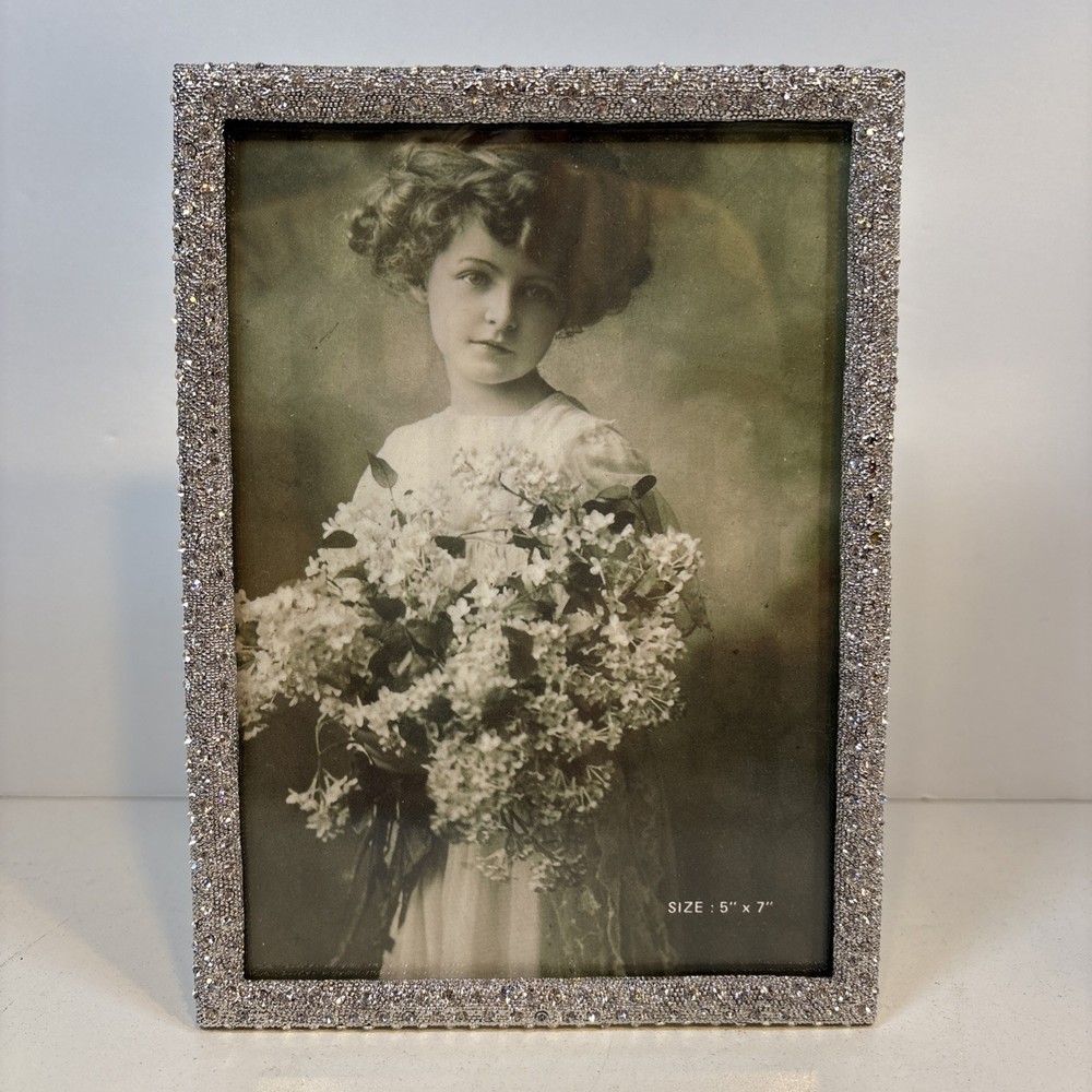 Tizo Swarovski Crystals Jewel-tone Platinum Finish Picture Frame 5 x 7 in.