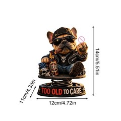Funny Resin Bulldog Bobblehead Too Old To Care Nodding Dashboard Dog