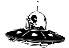 Alien UFO Black Indoor Removable Vinyl Graphic Decal Car Window Laptop Notebook