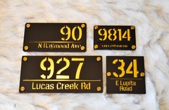 Gold Door Sign House Numbers Laser Cut Black House Numbers Address Plaque