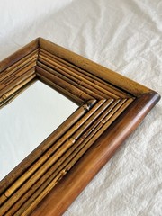 Vintage Bamboo Mirror Rectangular Shape Boho Coastal Chic Style