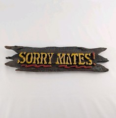 Sorry Mates Pirate Bar Sign Rustic Hand Painted Wood Wall Decor 20in