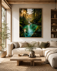 Scandinavian Forest River Printable Wall Art | Nature Landscape Digital Download